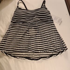 Time and Tru Black and White Camisole Swim Top